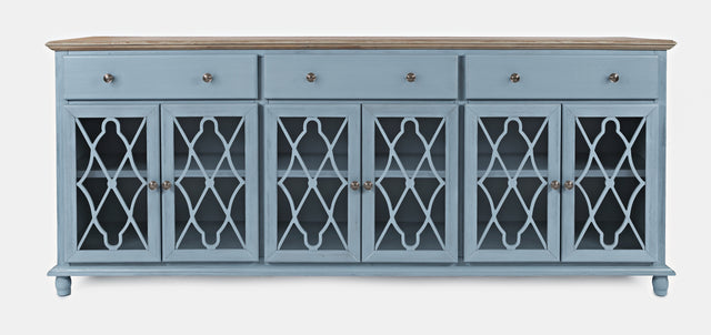 Aurora Hills Brushed Blue/Bisque 6 Door Accent Chest - Ornate Home