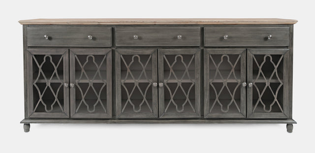 Aurora Hills Brushed Grey/Bisque 6 Door Accent Chest - Ornate Home
