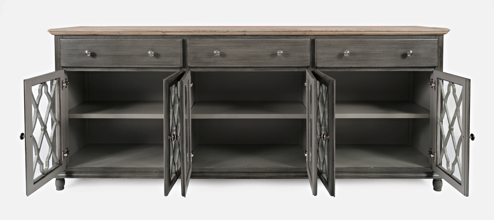 Aurora Hills Brushed Grey/Bisque 6 Door Accent Chest - Ornate Home
