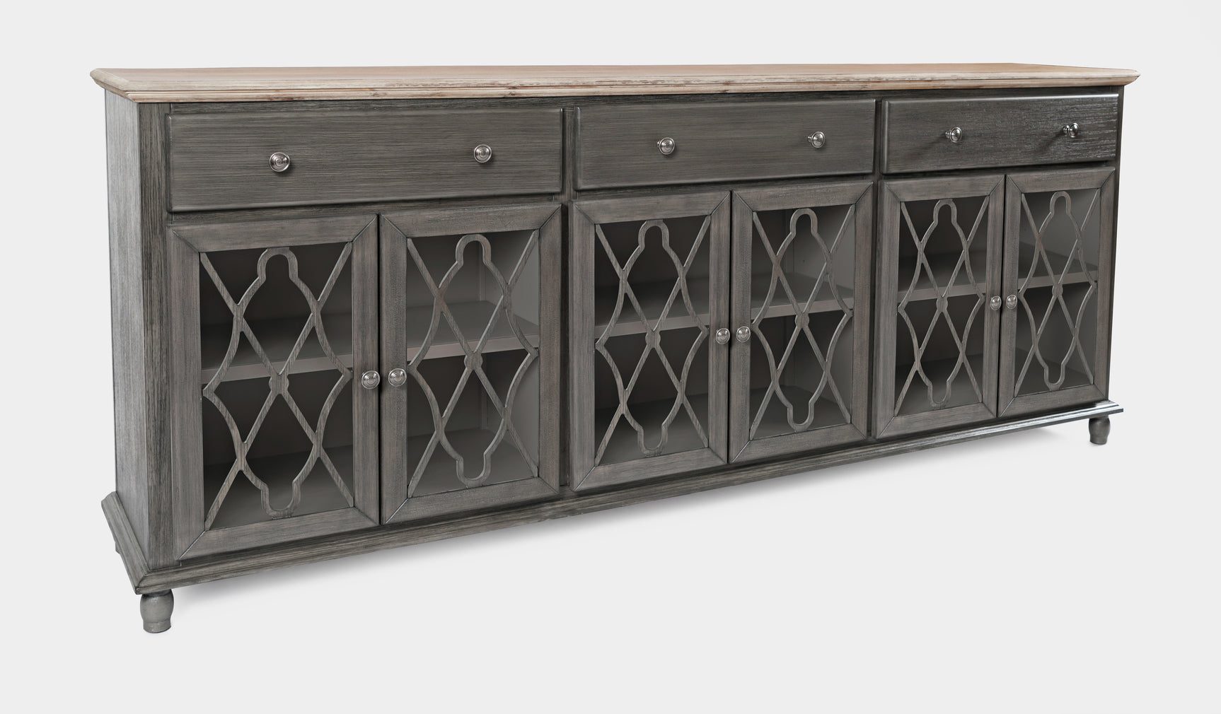 Aurora Hills Brushed Grey/Bisque 6 Door Accent Chest - Ornate Home