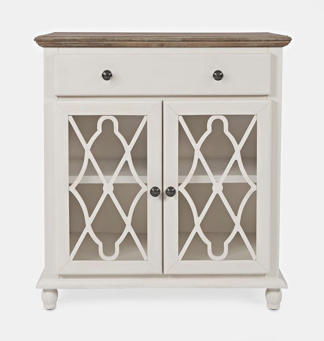Aurora Hills Brushed White/Bisque 2 Door Accent Chest - Ornate Home
