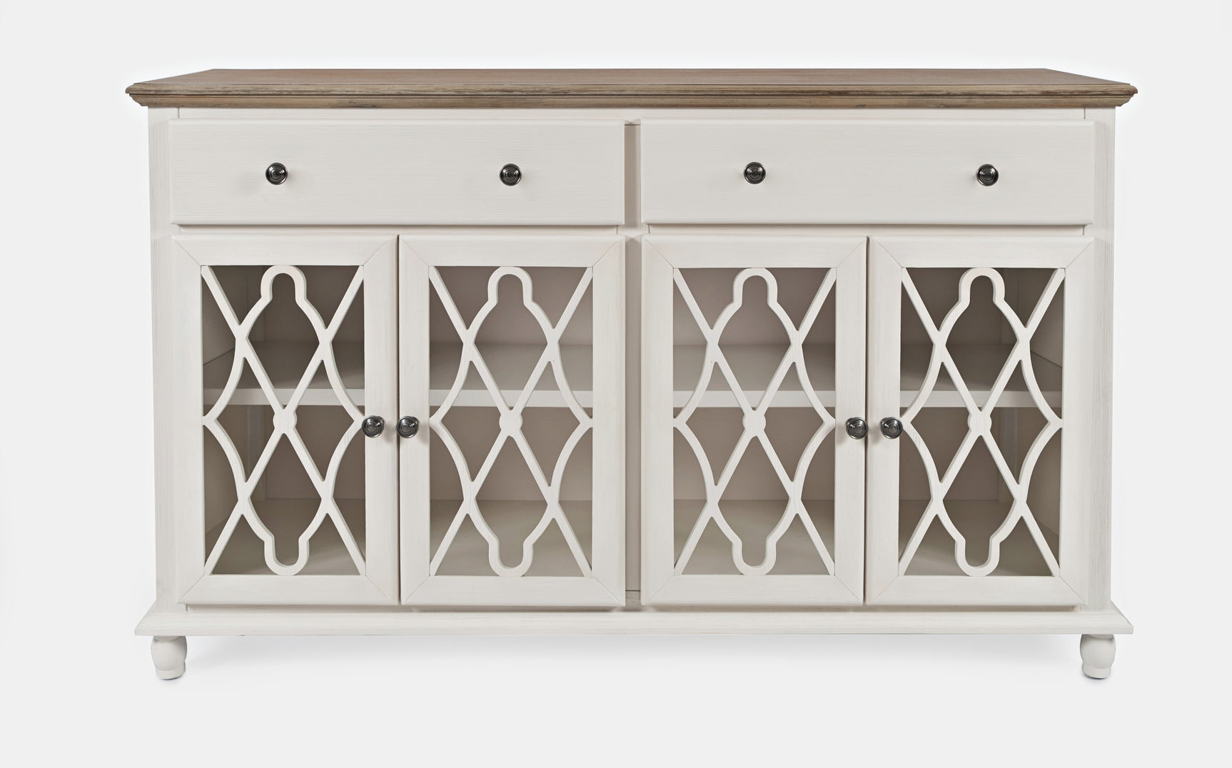 Aurora Hills Brushed White/Bisque 4 Door Accent Chest - Ornate Home