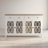 Aurora Hills Brushed White/Bisque 4 Door Accent Chest - Ornate Home