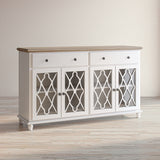 Aurora Hills Brushed White/Bisque 4 Door Accent Chest - Ornate Home