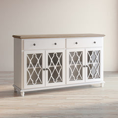 Aurora Hills Brushed White/Bisque 4 Door Accent Chest - Ornate Home