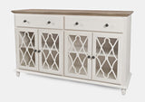 Aurora Hills Brushed White/Bisque 4 Door Accent Chest - Ornate Home