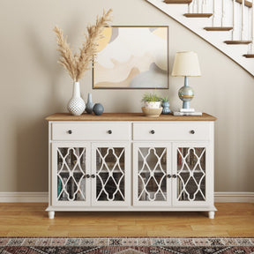 Aurora Hills Brushed White/Bisque 4 Door Accent Chest - Ornate Home