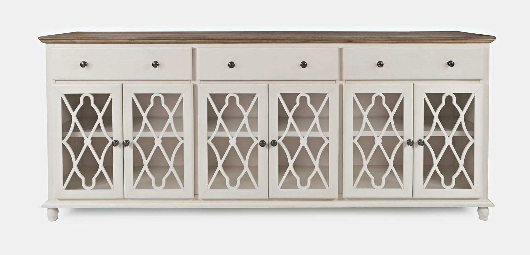 Aurora Hills Brushed White/Bisque 6 Door Accent Chest - Ornate Home
