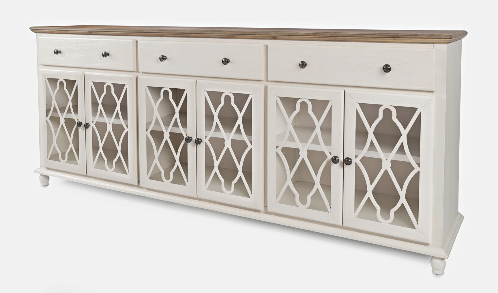 Aurora Hills Brushed White/Bisque 6 Door Accent Chest - Ornate Home