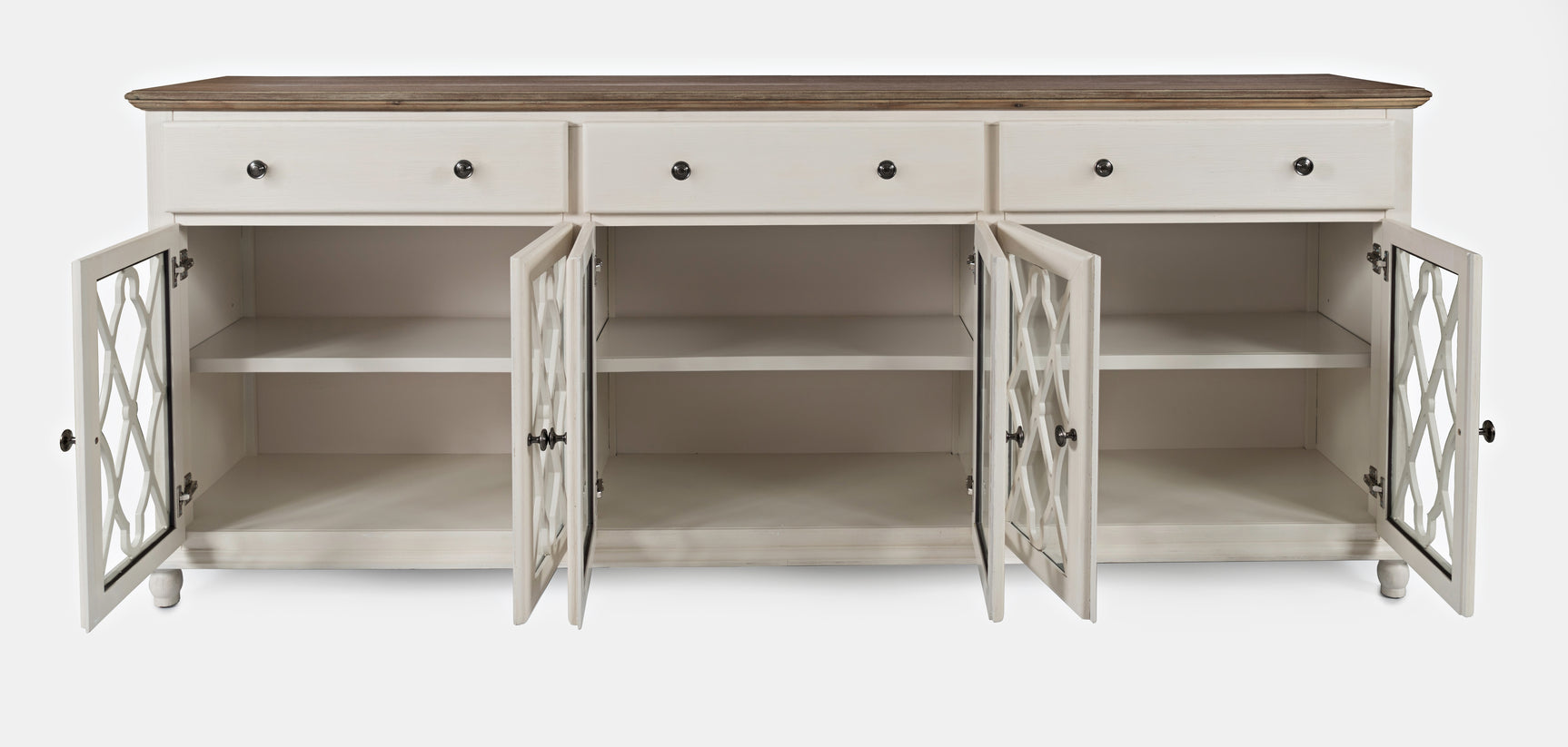 Aurora Hills Brushed White/Bisque 6 Door Accent Chest - Ornate Home
