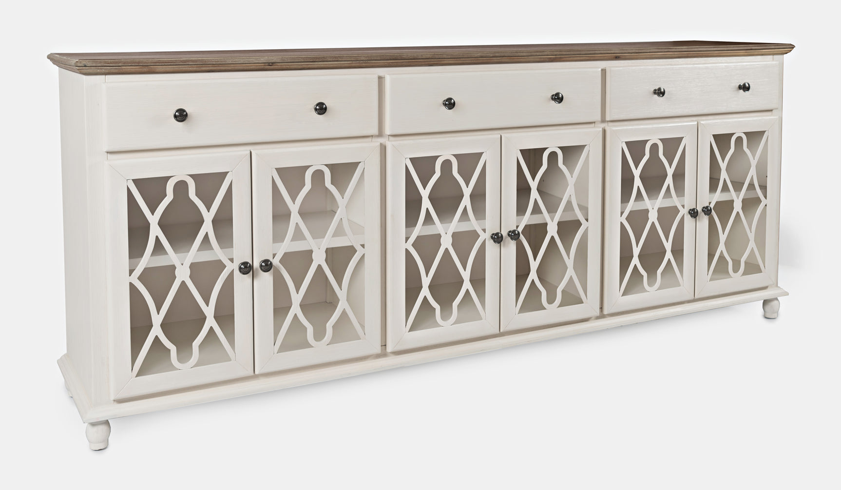 Aurora Hills Brushed White/Bisque 6 Door Accent Chest - Ornate Home