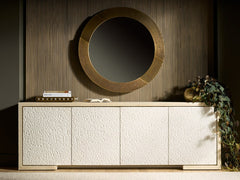 Aurora Light Oak/Carved Stone Credenza - Ornate Home