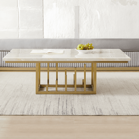 Aurora Luxe Marble Look/Gold Coffee and 2 End Tables / HD-06- 3PCS SET - Ornate Home