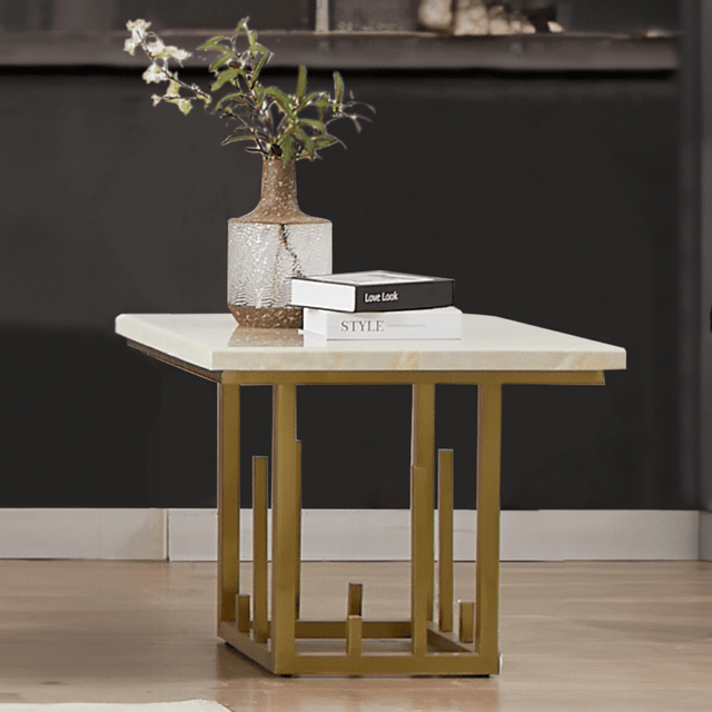 Aurora Luxe Marble Look/Gold End Table / HD-06 - Ornate Home