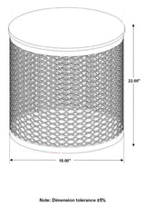 Aurora Natural and Black Round Drum Base Accent Side Table - Ornate Home