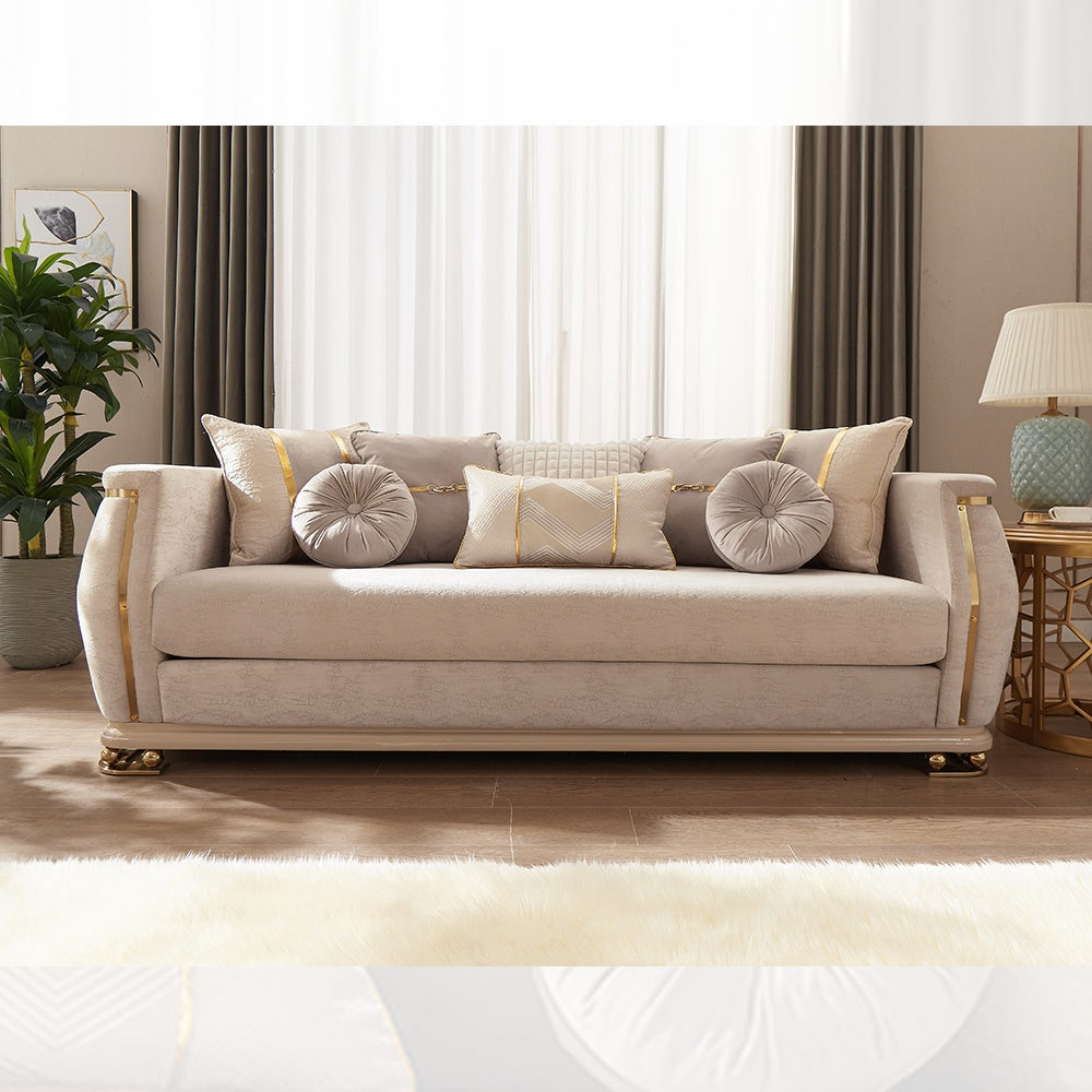 Aurora Palace Beige 3-Pc Living Room Set / HD-9003-SET3 - Ornate Home