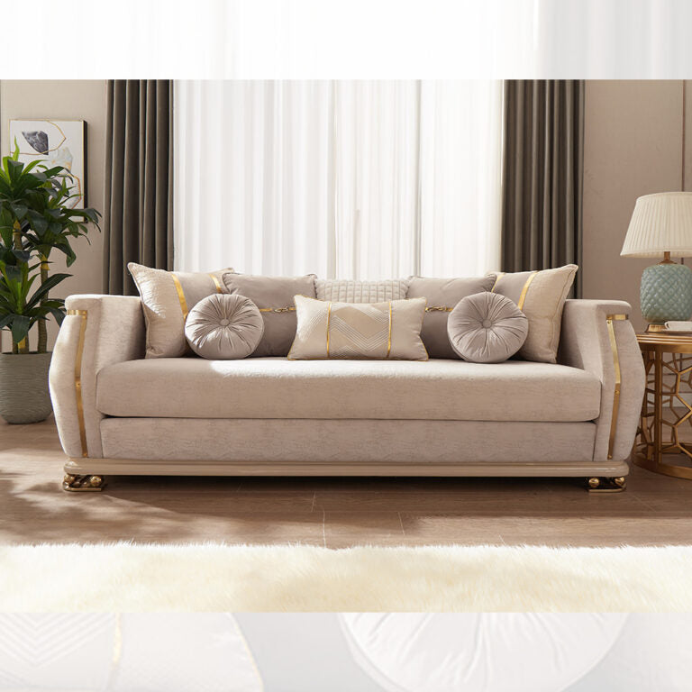 Aurora Palace Beige Sofa / HD-S9003 - Ornate Home