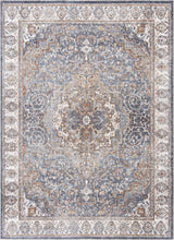 Aurum Blue & Beige Washable Area Rug - Clearance - Ornate Home