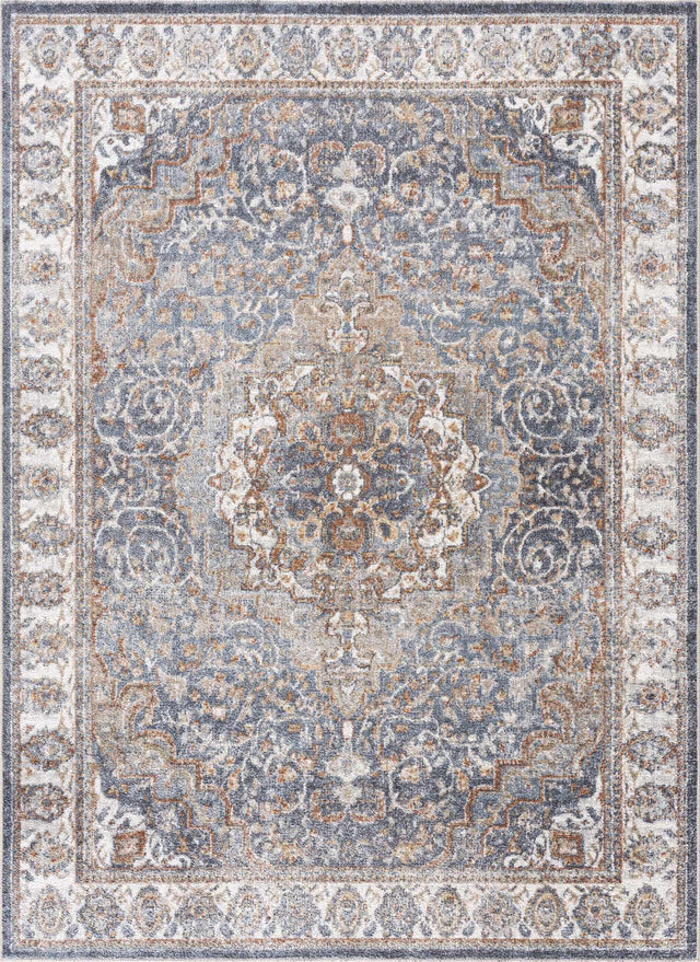 Aurum Blue & Beige Washable Area Rug - Clearance - Ornate Home