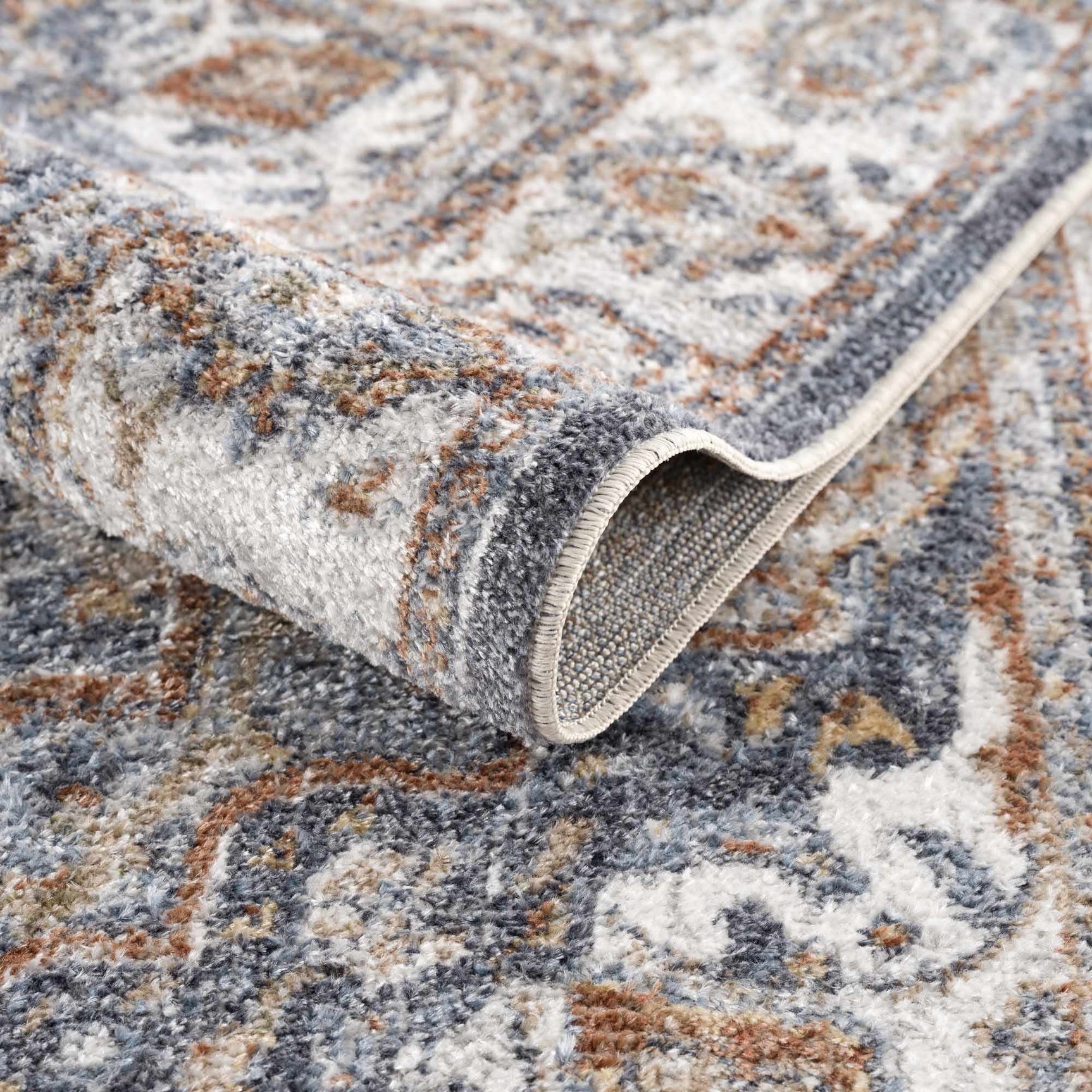 Aurum Blue & Beige Washable Area Rug - Clearance - Ornate Home