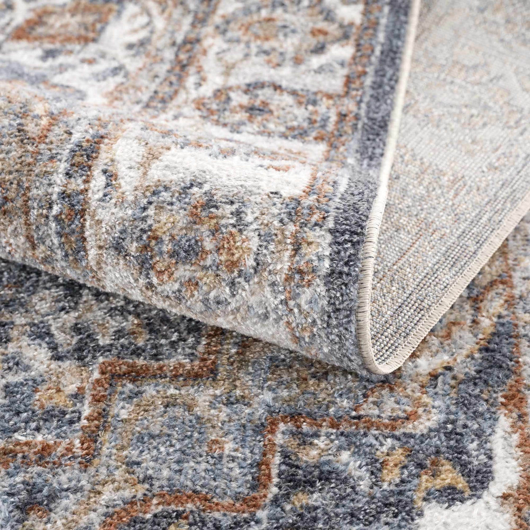 Aurum Blue & Beige Washable Area Rug - Clearance - Ornate Home