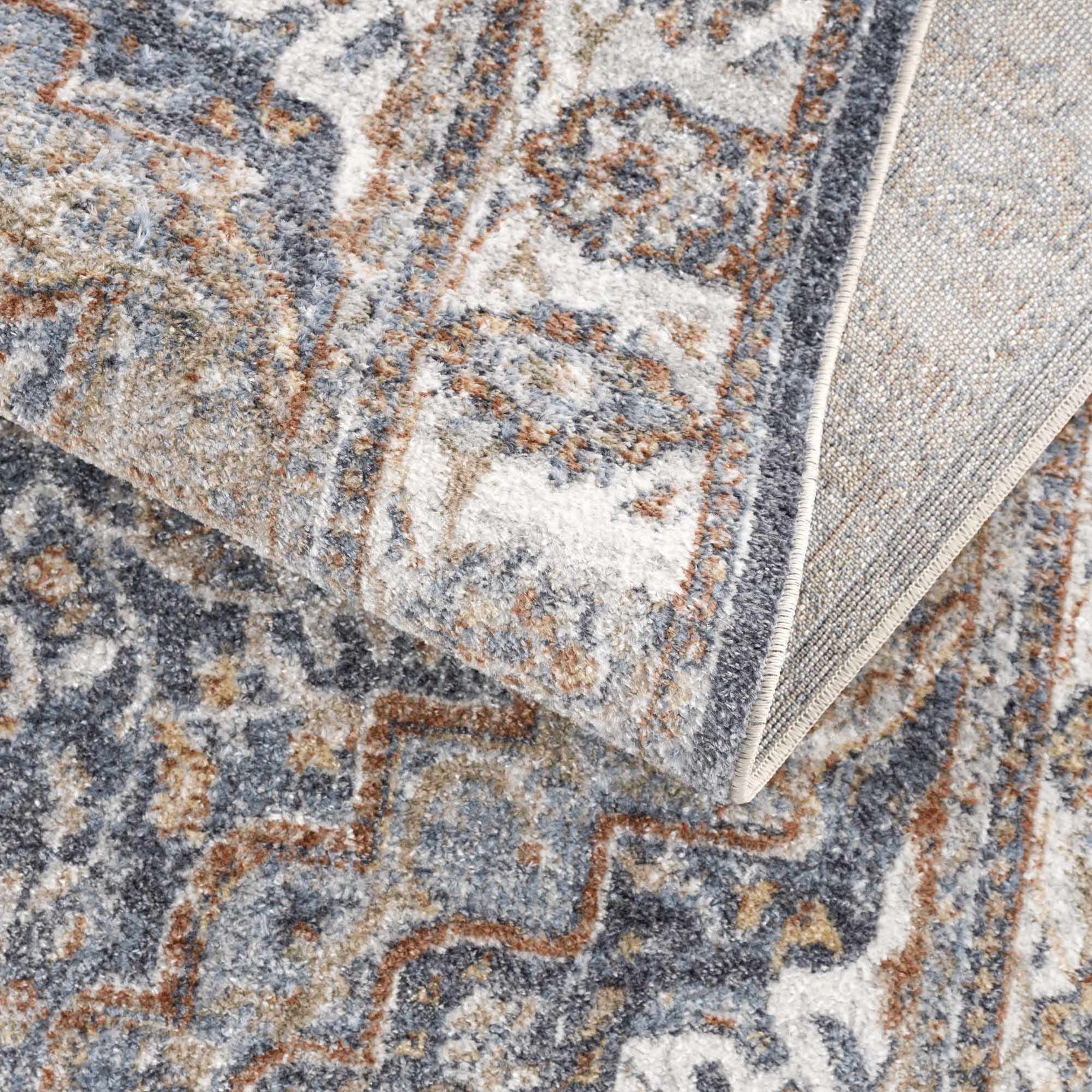 Aurum Blue & Beige Washable Area Rug - Clearance - Ornate Home