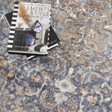 Aurum Blue & Beige Washable Area Rug - Clearance - Ornate Home