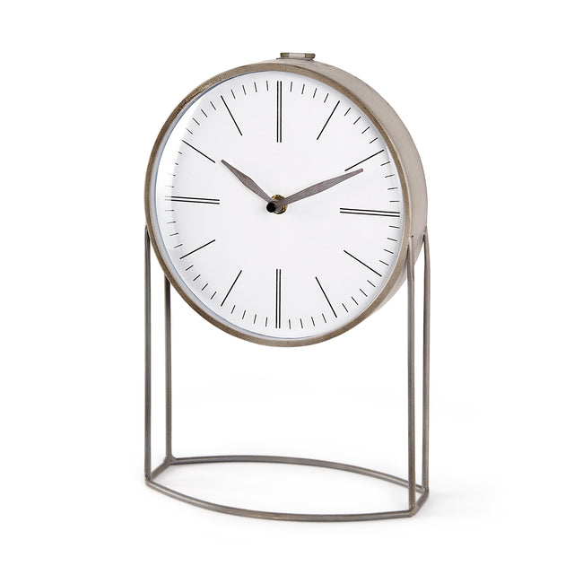 Aurus Matte Gray Metal Table Clock - Ornate Home