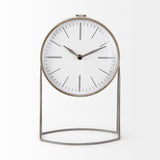 Aurus Matte Gray Metal Table Clock - Ornate Home