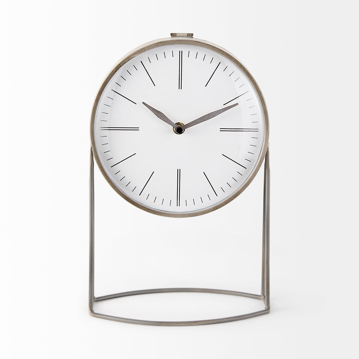 Aurus Matte Gray Metal Table Clock - Ornate Home