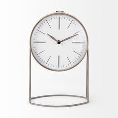 Aurus Matte Gray Metal Table Clock - Ornate Home