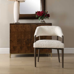 Austell Brown/White Shearling Dining Chair - Ornate Home