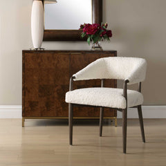 Austell Brown/White Shearling Dining Chair - Ornate Home