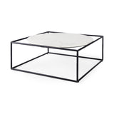Austen White/Black Round Marble Top Coffee Table