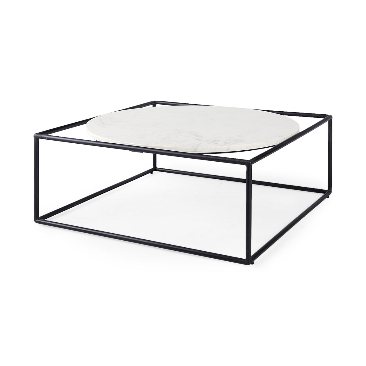 Austen White/Black Round Marble Top Coffee Table