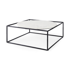 Austen White/Black Round Marble Top Coffee Table
