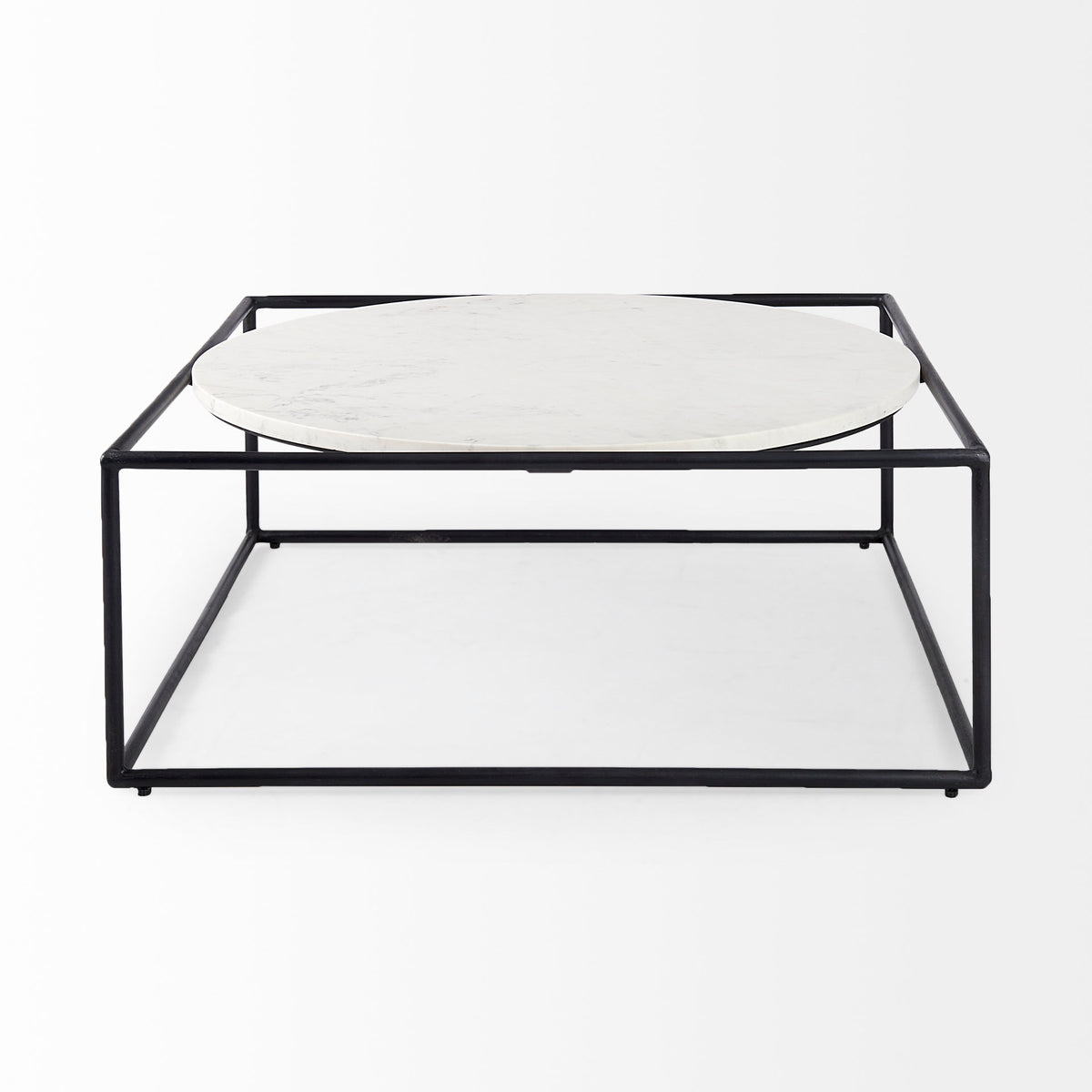 Austen White/Black Round Marble Top Coffee Table
