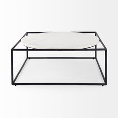 Austen White/Black Round Marble Top Coffee Table