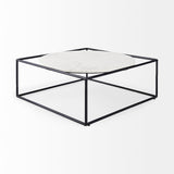 Austen White/Black Round Marble Top Coffee Table