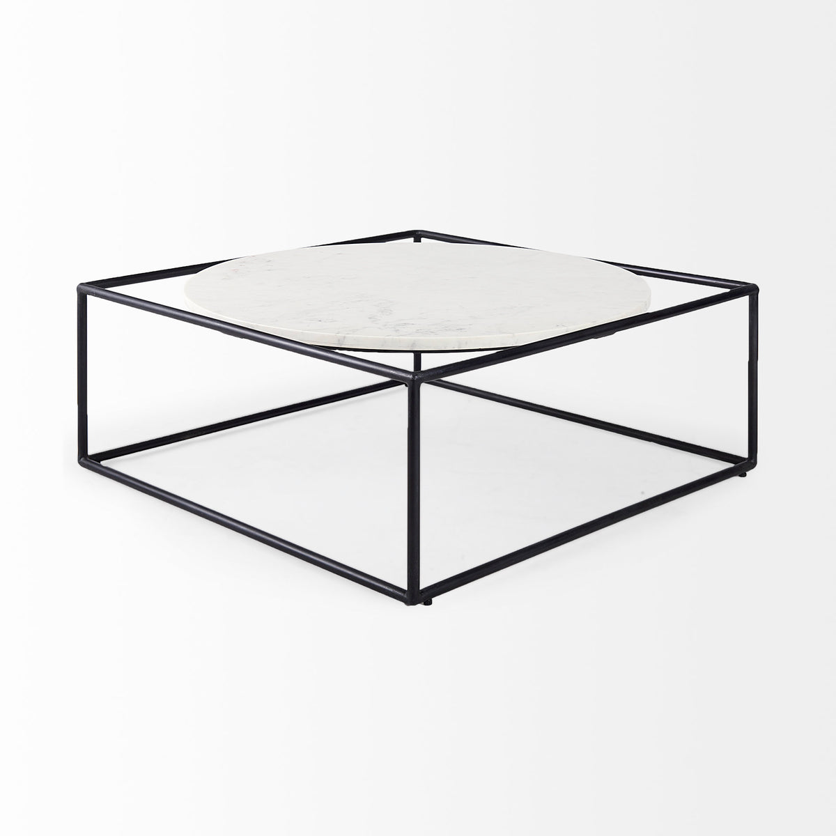 Austen White/Black Round Marble Top Coffee Table