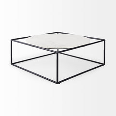 Austen White/Black Round Marble Top Coffee Table
