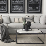Austen White/Black Round Marble Top Coffee Table