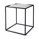 Austen White/Black Round Marble Top Side Table