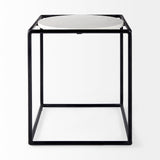 Austen White/Black Round Marble Top Side Table