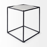 Austen White/Black Round Marble Top Side Table