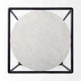 Austen White/Black Round Marble Top Side Table