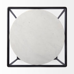 Austen White/Black Round Marble Top Side Table