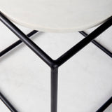 Austen White/Black Round Marble Top Side Table