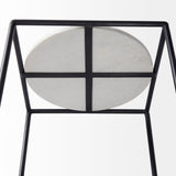 Austen White/Black Round Marble Top Side Table