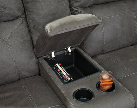 Austere Gray Reclining Loveseat with Console - Ornate Home